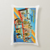 横都市ミシガン州MIのヴィンテージ旅行記念品 アクセントクッション (裏面(縦))