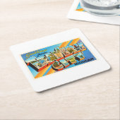 横都市ミシガン州MIのヴィンテージ旅行記念品 スクエアペーパーコースター (アングル)