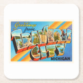 横都市ミシガン州MIのヴィンテージ旅行記念品 スクエアペーパーコースター (正面)