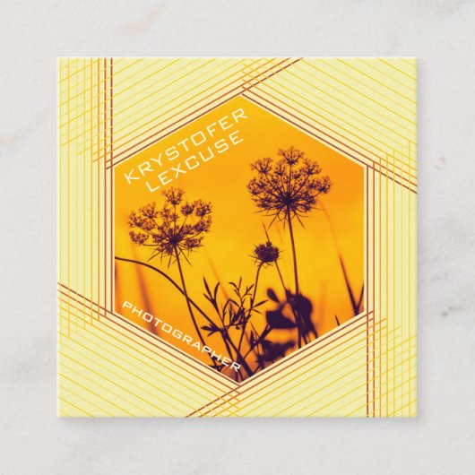 横隔膜六角形カスタマイズ可能な写真撮影機 スクエア名刺 (正面)
