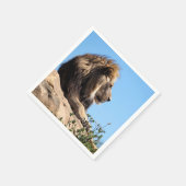 横顔から見たライオンのポートレート スタンダードカクテルナプキン (角)