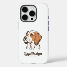 横顔の犬の頭部のイラストロゴ iPhone 16 PROケース