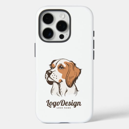 横顔の犬の頭部のイラストロゴ Case-Mate iPhoneケース (裏面)