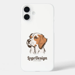 横顔の犬の頭部のイラストロゴ iPhone 16 PLUSケース