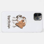 横顔の犬の頭部のイラストロゴ Case-Mate iPhoneケース (裏面(横))