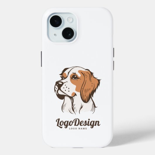 横顔の犬の頭部のイラストロゴ Case-Mate iPhoneケース (裏面)