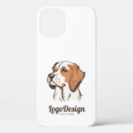 横顔の犬の頭部のイラストロゴ iPhone 12 PROケース
