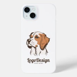 横顔の犬の頭部のイラストロゴ iPhone 15 MINIケース