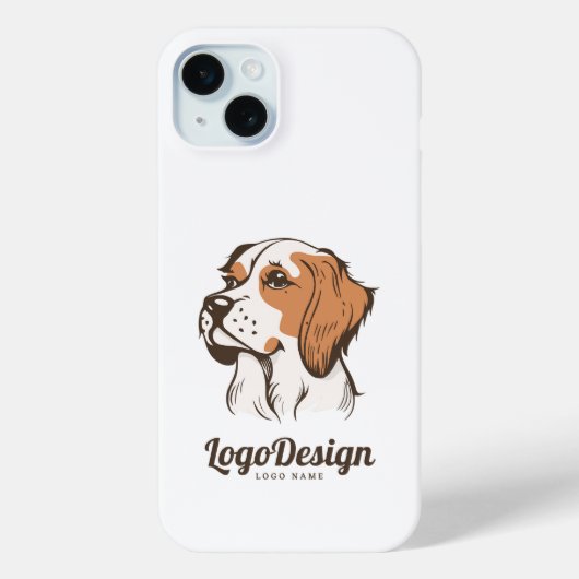 横顔の犬の頭部のイラストロゴ Case-Mate iPhoneケース (裏面)