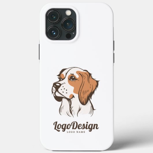 横顔の犬の頭部のイラストロゴ Case-Mate iPhoneケース (裏面)