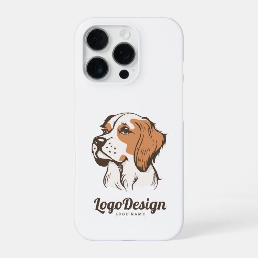 横顔の犬の頭部のイラストロゴ iPhoneケース (裏面)