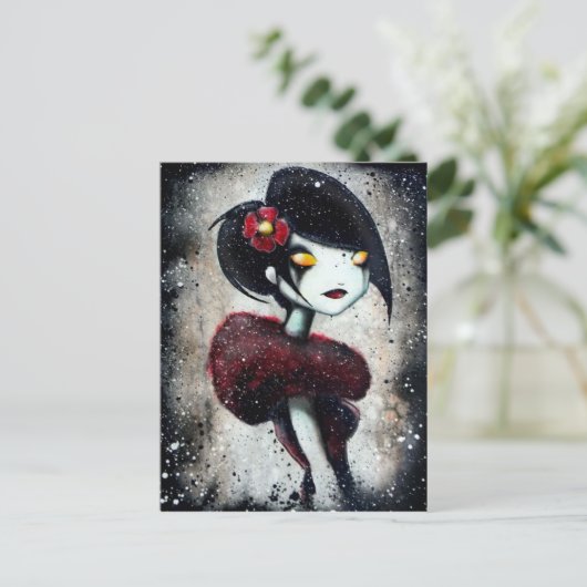 横顔（赤） ポストカード (スタンド正面)