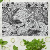 樫の木の中のフクロウ キッチンタオル (折り畳み)