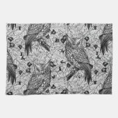 樫の木の中のフクロウ キッチンタオル (横)