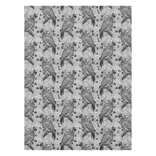 樫の木の中のフクロウ テーブルクロス (正面)