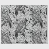 樫の木の中のフクロウ ラッピングペーパー (フラット)