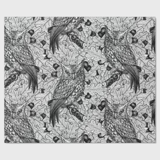樫の木の中のフクロウ ラッピングペーパー (フラット)