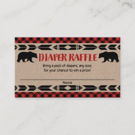 樵くまの男の子のベビーシャワーのおむつのラッフルカード エンクロージャーカード