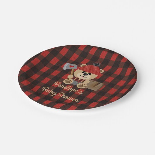 樵くまの荒野のテーマのベビーシャワー ペーパープレート (アングル)