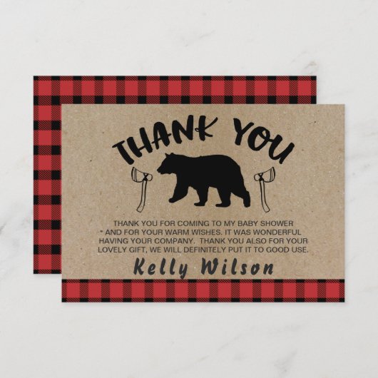 樵のテーマのベビーシャワーのサンキューカード サンキューカード (正面/裏面)