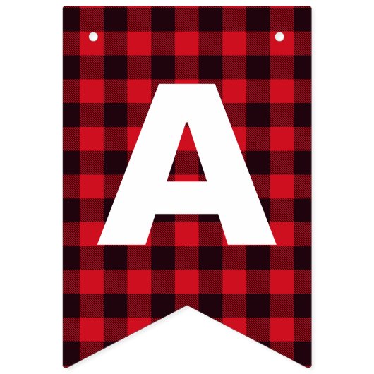 樵のバッファローの格子縞のハッピーバースデーのパーティー バンティングフラッグ (第3の旗)