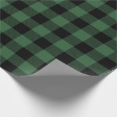 樵のフランネルの緑のバッファローの格子縞の質 ラッピングペーパー (角)