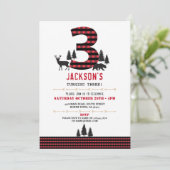 樵のフランネル第3 3つの誕生日のパーティの招待状 招待状 (スタンド正面)