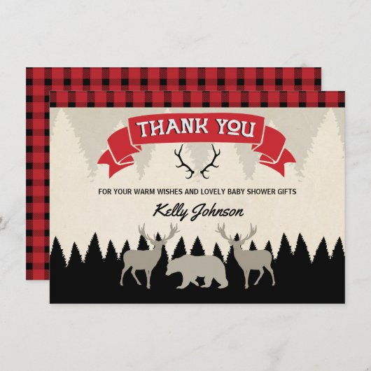 樵のベビーシャワーのサンキューカード サンキューカード (正面/裏面)