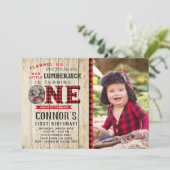 樵の写真を持つ最初誕生日の招待状 招待状 (スタンド正面)