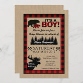 樵の小さいハンターのベビーシャワーの招待状 招待状 (正面/裏面)