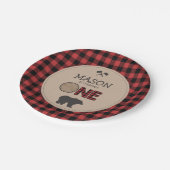 樵の最初誕生日の紙皿の赤の格子縞 ペーパープレート (アングル)