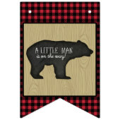 樵の格子縞くまの男の子のベビーシャワーのパーティーの装飾 バンティングフラッグ (第1の旗)