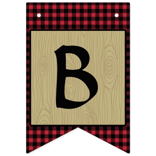 樵の格子縞くまの男の子のベビーシャワーのパーティーの装飾 バンティングフラッグ (第3の旗)