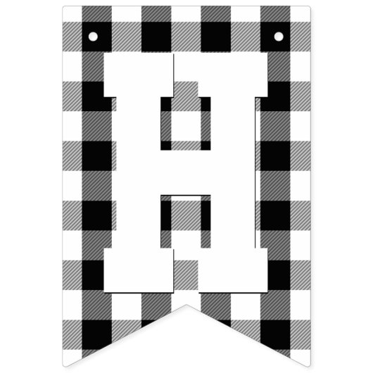 樵の格子縞くまの白黒の誕生会 バンティングフラッグ (第2の旗)