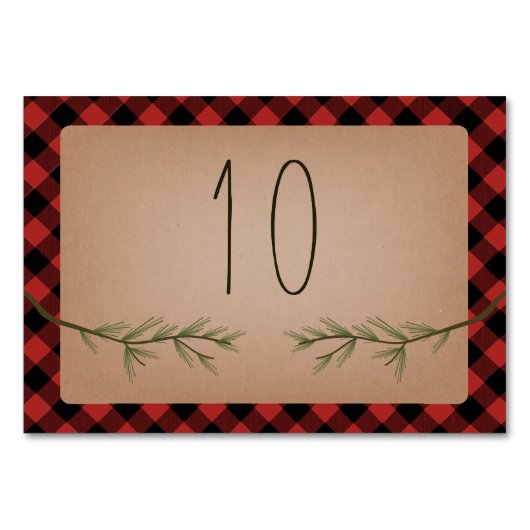樵の格子縞の常緑樹の枝結婚 テーブルナンバー (正面)