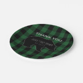 樵の格子縞の緑|の森林男の子のベビーシャワー ペーパープレート (アングル)