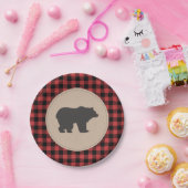 樵の紙皿の赤く黒い格子縞の森林 ペーパープレート (パーティー)