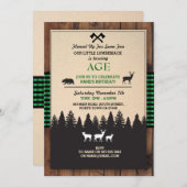 樵の誕生日の招待年齢の緑の招待 招待状 (正面/裏面)