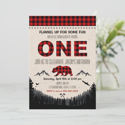 樵の誕生日の招待状の森林誕生日 招待状 (スタンド正面)