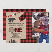 樵の誕生日の招待状の森林誕生日 招待状 (正面/裏面)