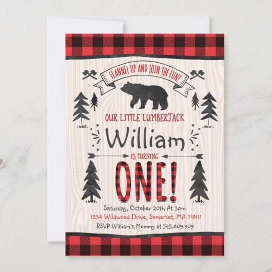 樵の誕生日の招待状の樵のパーティー 招待状 (正面)