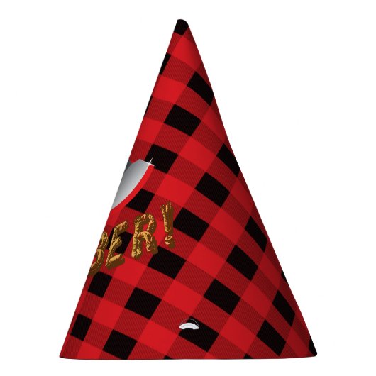 樵の赤い格子縞の誕生会の帽子 パーティーハット (右)