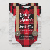 樵工のフランネル少年ベビーシャワー招待状 招待状 (正面/裏面)