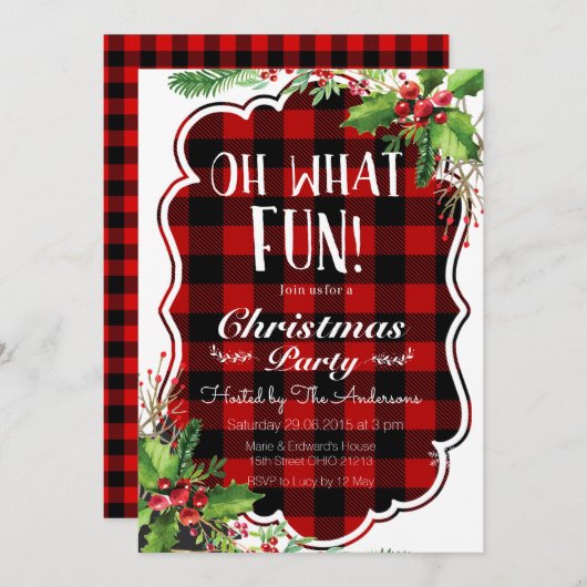 樵Ohどんなおもしろいのクリスマスのパーティの招待状 招待状 (正面/裏面)
