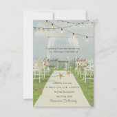樹と海のあるビーチウェディング ヒトデのストリングライト 招待状 (正面)