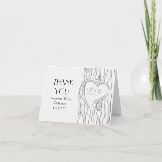樹のモダンな結婚式のお礼カード サンキューカード (正面)