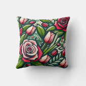 「樹冠付き様式化した赤いバラ」 クッション (裏面)