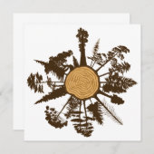 樹幹断面成長リングや輪松木 招待状 (正面/裏面)