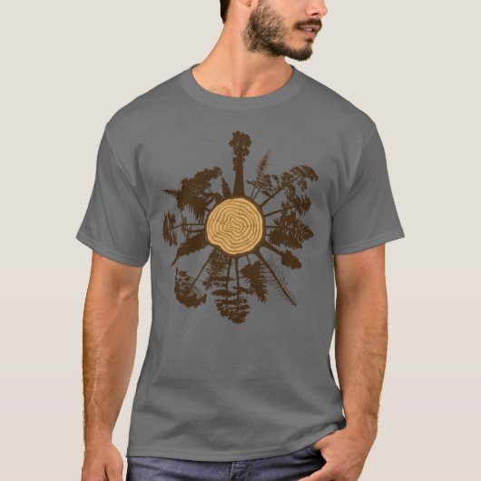 樹幹断面成長リングや輪松木 Tシャツ (正面)