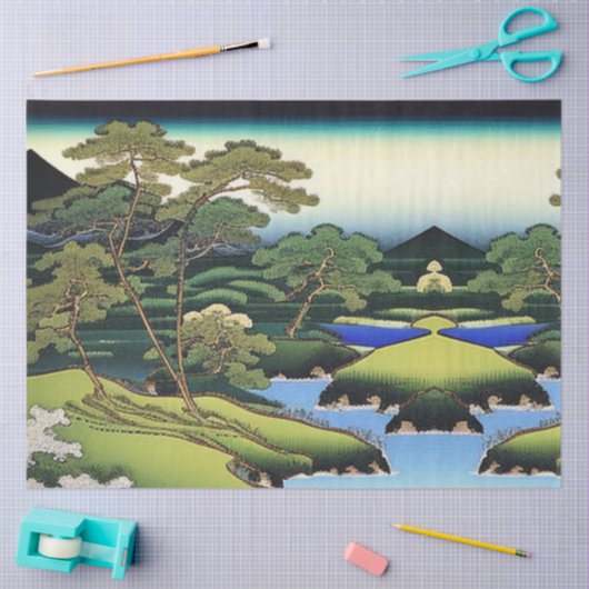 樹木が切り離される風景アジアの水のシーン 薄葉紙 (クラフト)